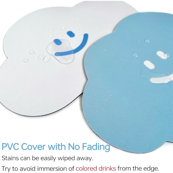 Hiirimatto 2 kpl, Suuri Söpö Pilvi Tietokoneen Hiirimatto Liukumattomalla Kumipohjalla, Vedenpitävä PVC Hiirimatto, Epäsäännöllisen Muotoinen Kawaii Hauska