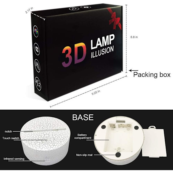 3D Illusion Star Wars Natlampe Fire Mønster Dødsstjerne/Millennium Falcon/Rumskib/BB-8 Interstellar 7 Farve Skift Dekor Lampe Natlampe Star Wars Combo Pack-C
