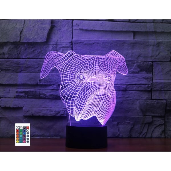 WJ 3D Pekingese Fjärrkontroll 16 Färg Nattljus Illusion Akryl LED Bordslampa Sänglampa Barn Sovrum Skrivbord Inredning Födelsedagspresenter Leksak för barn