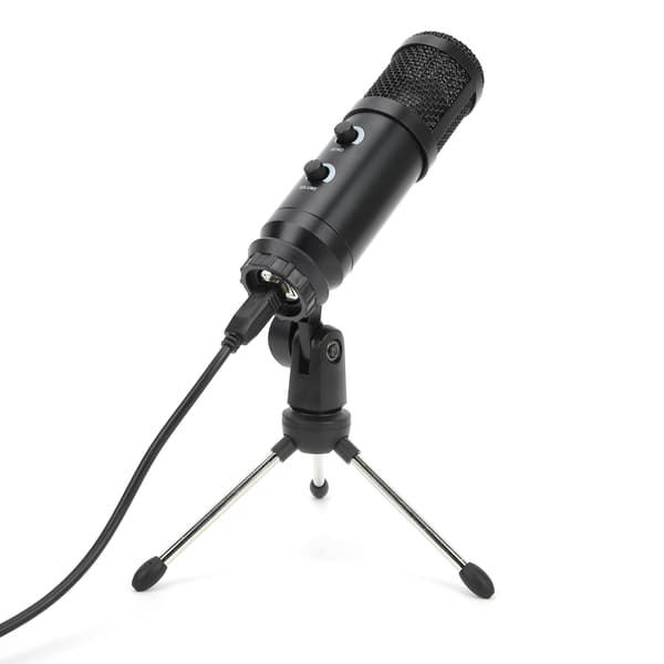 Kondensatormikrofon USB Dobbel Knapp med Justerbart Stativsett Kit for kringkastingopptak