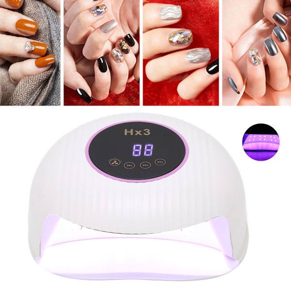 180W UV LED-nagelgelhärdande lampa 3 tidsinställningar Snabbtorkande rött ljus nagellack gel torktumlare maskin