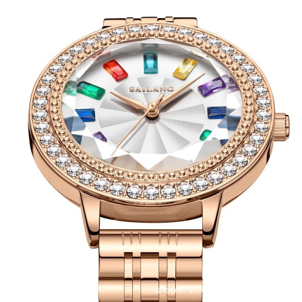Kvinnors diamant automatisk maskin roséguld rostfritt stål safir vattentät watch（GP7003）