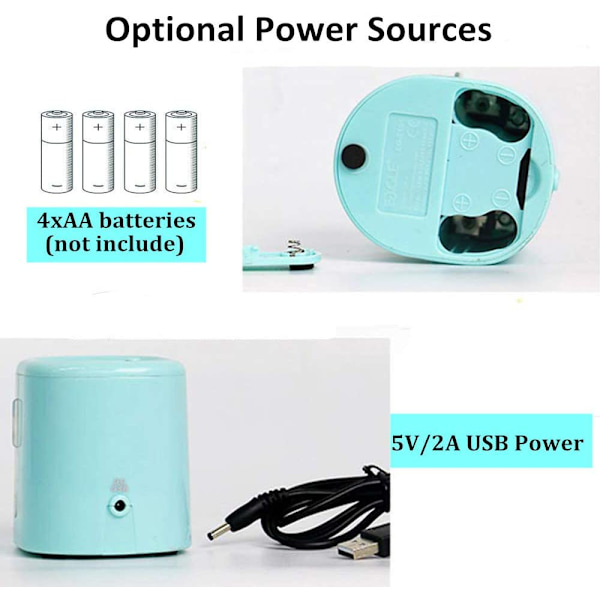 Dobbelt Hul Elektrisk Blyantspidser, Hurtig Skarpning Automatisk Blyantspidser til 6-8MM &amp; 9-12MM Diameter Blyanter, USB/Batteri