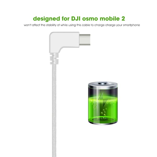 Smartphone Power Charging Adapter Kabel Tillbehör för DJI Osmo Mobile 2 (Vit-för Typ C 3.0)