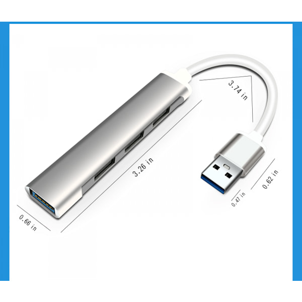 USB-splitter 3.0 hub, en drag fyra aluminiumlegering USB-förlängare mini dockningsstation tillbehör
