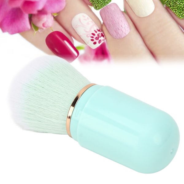 Nagelborste Kapselform Bärbar Retractable Konstgjord Fiber Nagelpulverborste för Blusher Grön