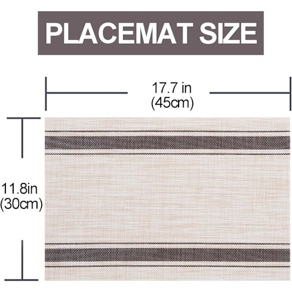 Underlägg, Plastvinyl Tvättsbart Värmebeständigt Hållbart PVC Halkskyddande Vävd för Kök Matbord (Set om 6, Kaffe Beige) Coffee Beige Set of 6