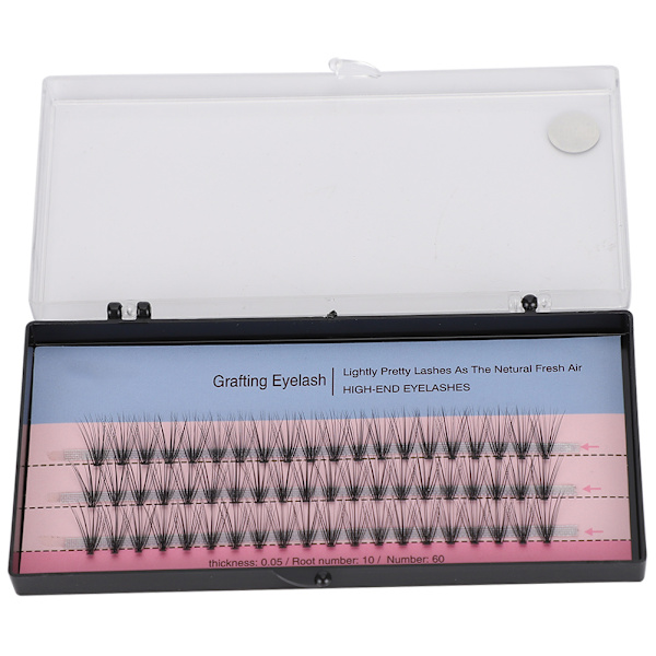 60 st Individuella Falska Ögonfransar Kluster 0.05mm Falska Fransar Förlängningsverktyg 10mm