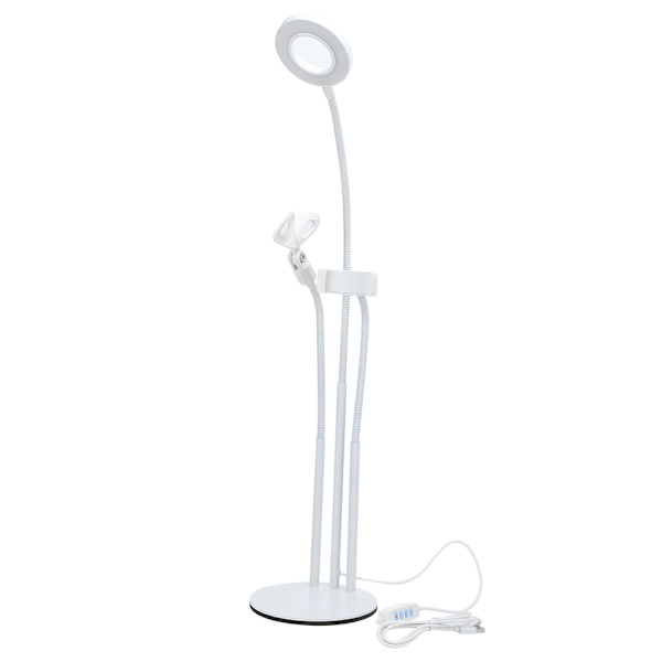 Multifunktionell LED-lampa med justerbar ljusstyrka för skönhetssalong, tatuering och nagelkonst (vit)