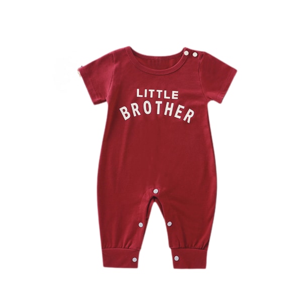 Baby Boy Romper Kläder Lillebror Romper Kortärmade Jumpsuits One Piece Outfit --- Röd（Storlek 100）