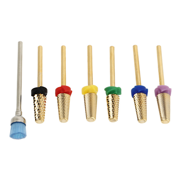 7 st Nail Drill Bits i Rostfritt Stål, Utbytbara Nail Drill Huvuden för Manikyr Slipning