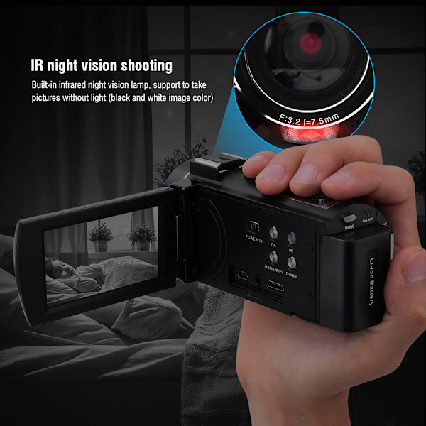 HDRAE8 4K 3,0-tums pekskärm 16X WIFI Digital videokamera Nattvision #2