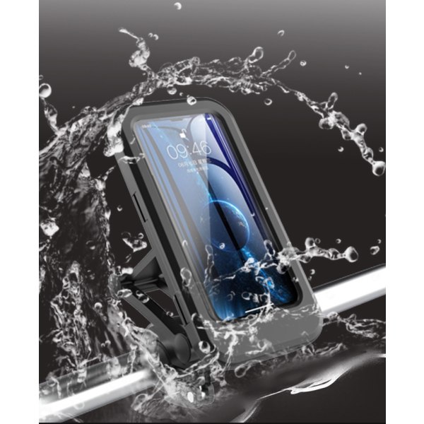 Vattentät justerbar 360° svängbar cykeltelefonhållare för telefoner under 6,8'' - Svart [spegelmodell] (enkelpack)
