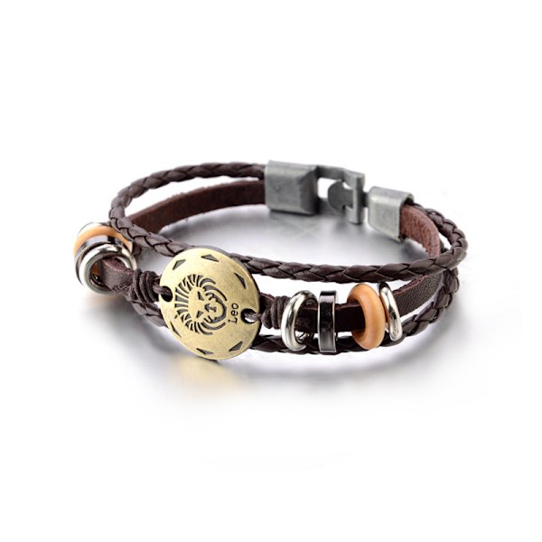 Wekity Punk Alloy Läderarmband för Constellation Flätad Rep Armband Bangle