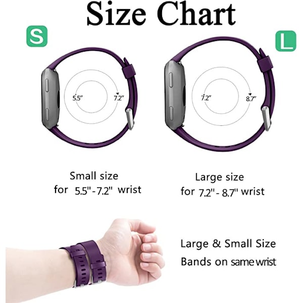 Älykellon ranneke sopii Fitbit versa älykellolle, versa 2 ja versa Lite se -kelloille naisille ja miehille (Violetti-L)