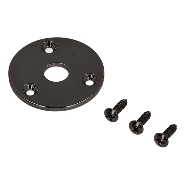 Gitar Jack Socket Plate Rund Metall Inngang Utgang Deksel Erstatningsmaskinvare for Bass med Monteringsskruer GT32 Svart