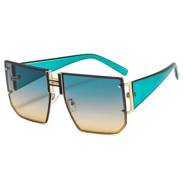 Retro Oversized Pilot Solglasögon Metallbåge för män Kvinnor Fyrkantiga solglasögon -Blå