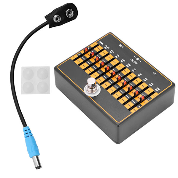 10-bands equalizer effektpedal med kabel för gitarrbastillbehör