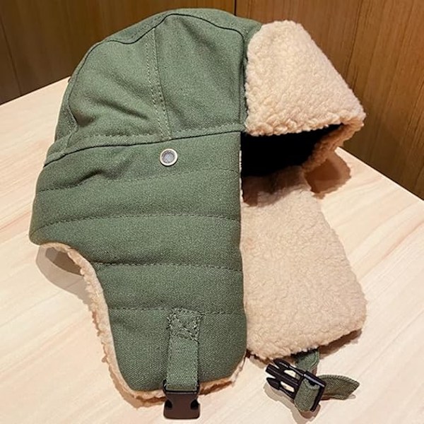 Unisex Vinterhatte med Øreklapper Bomuld Trapper Hat Aviator Vindtæt Skihue Spænde Lukning Ushanka Udendørs