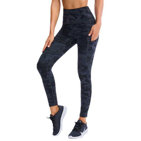Yogabyxor med hög midja för kvinnor med fickor, leggings med fickor, träningsyoga för magen (stjärnblomma)