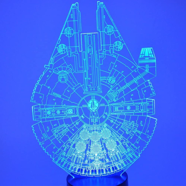 Optisk illusion 3D-glöd LED-belysning Leksaker Nattlampa med 7 färger föränderlig dekorlampa (Star Wars Millennium Falcon Model)