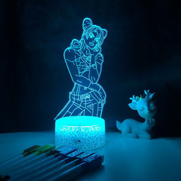 3D-illusionlampa Anime JoJo's Bizarre Adventure - Nattlampa med fjärrkontroll för sovrumsdekoration - Mönster G (Crack Seat)