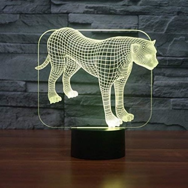WJ 3D Leopard Handskar Fjärrkontroll 16 Färg Nattljus Illusion Akryl LED Bordslampa Sänglampa Barn Sovrum Skrivbord Inredning Födelsedagspresenter Leksak