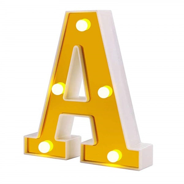 JUSTUP LED-bokstavsljusskylt 26 gyllene alfabet tänds upp Marquee-bokstäver skylt för bröllop födelsedagsfest jul hem bar dekoration  (Guld  A)