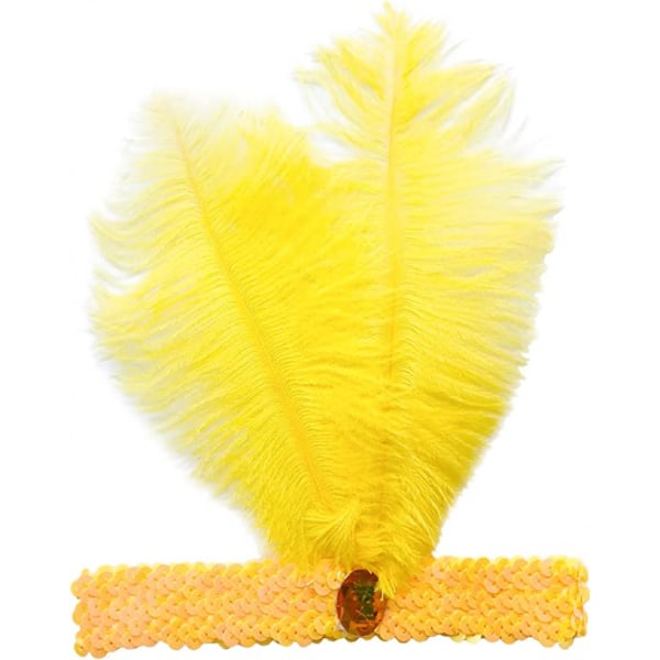 Sequin Feather Tiara 1920-tals karnevalsfestevenemang Vintage pannbandsklaff, produktmått 19x24cm