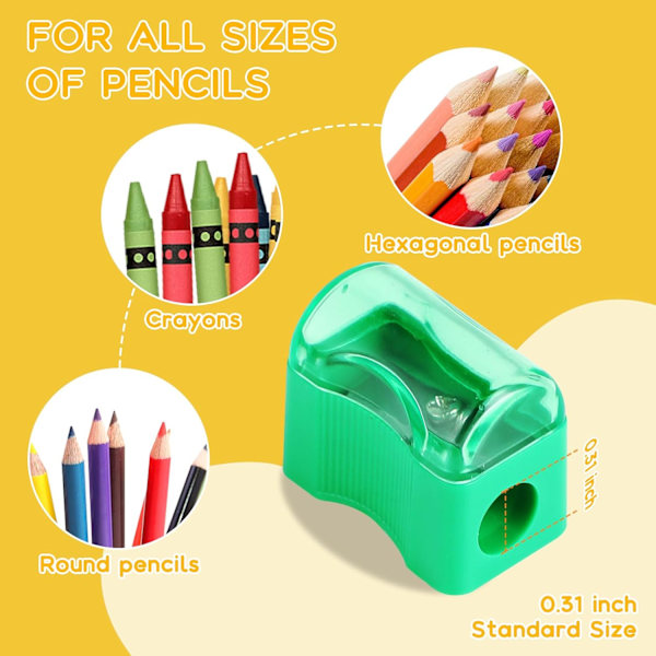 Miniature blyantspidsere i bulk – Pakke med assorterede farver – Håndholdt blyantspidser i plastik til klasseværelse, skole, kontor, børnefest 72 Count (Pack of 1)