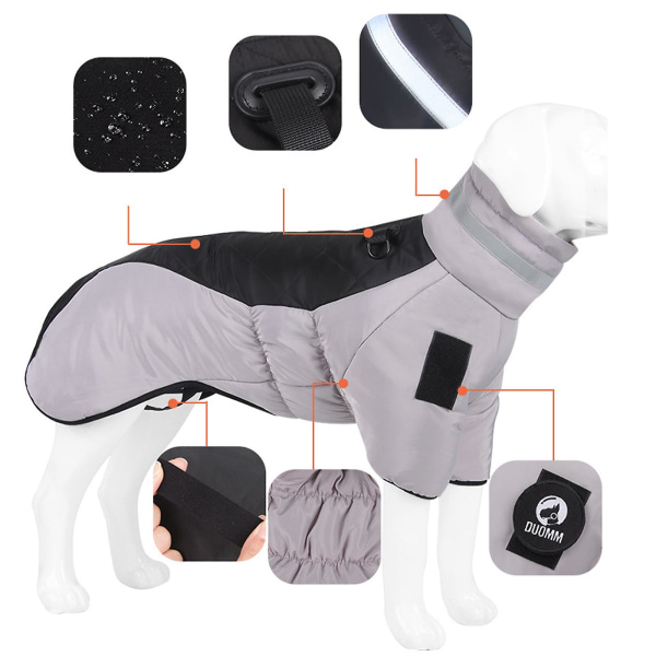 Hundkläder förtjockade reflekterande varm mjuk bomullsdjurkappa för höst/vinter för höst/vinter (orange, XL)