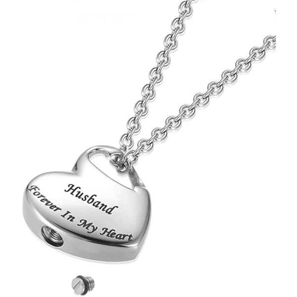AVEKI Kremasjonsurne Halskjede for Aske Urne Smykker, Forever in My Heart Gravert Rustfritt Stål Keepsake Vanntett Minnesmerke Anheng for mamma og pappa med