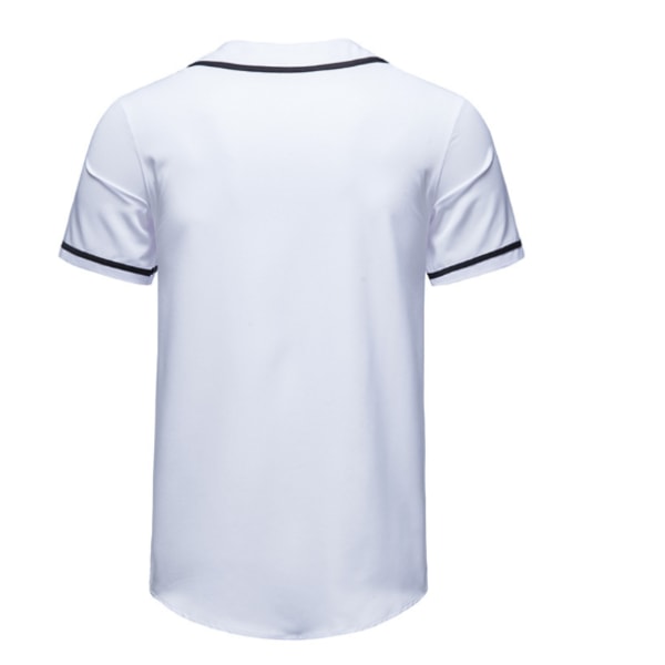 Baseballuniformer med knapp för män, tomma softbollsuniformer, hiphop Trendiga kortärmade aktivitetsskjortor blå—XL
