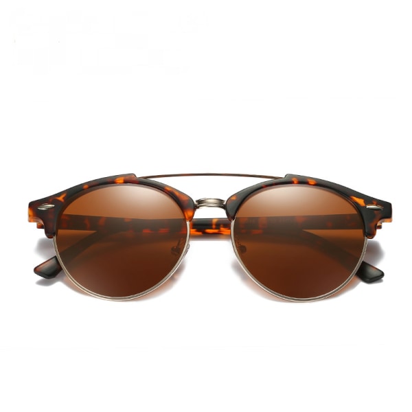 Retro Round Double Bridge Polarisoivat Aurinkolasit Naisille ja Miehille Kaksoislasit Pyöreät UV400 Sunnies