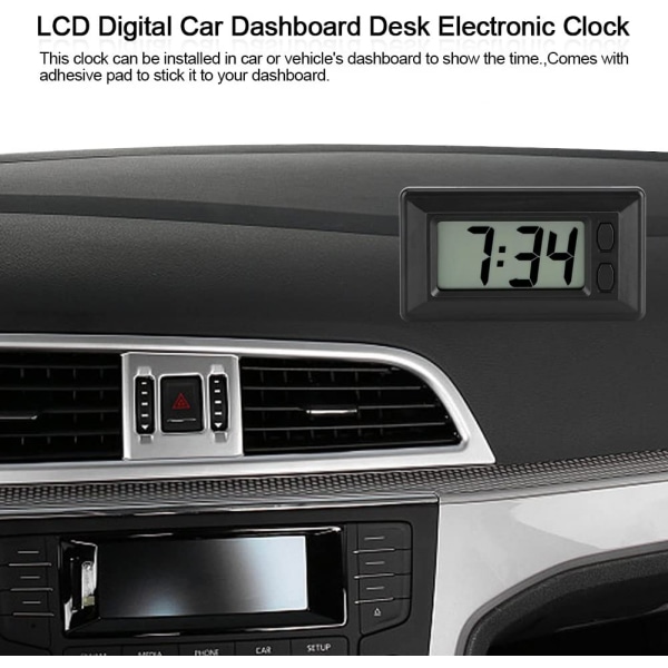 LCD Digital klocka Bord Bil Dashboard Skrivbord Elektronisk klocka Datum Tid Kalender Display
