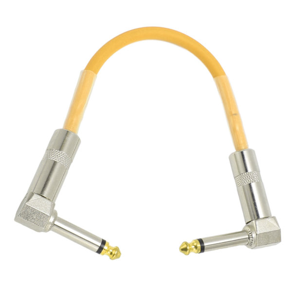 6 st gitarr patchkabel 6 tum 6,35 mm rätvinklig ljudkabel för effektpedal mixer förstärkare elgitarrer basar gul