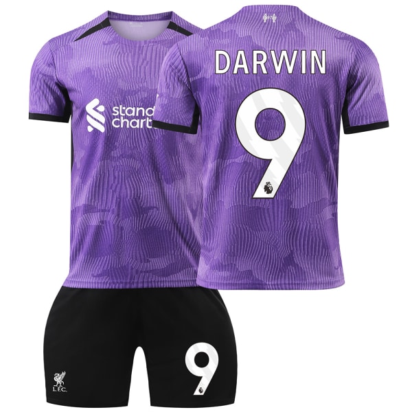 2023-2024 Liverpool 2. bortestøyssett for barn - nr. 9 DARWIN#18 No.9 DARWIN #18