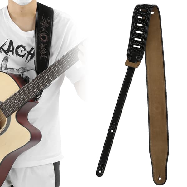 Gitarrrem i matt äkta kohudläder för el- och akustiska gitarrer