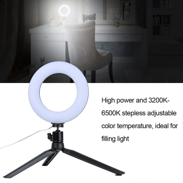 6 tommer ringlys dæmpbar LED-fyldlys med stativ til video live kamera makeup
