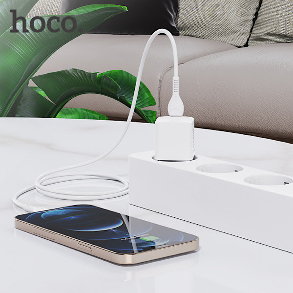 hoco. N10 Zhiwei enkelt port PD20W oplader sæt egnet til iPhone12 mobiltelefon europæisk standard opladningshoved sæt
