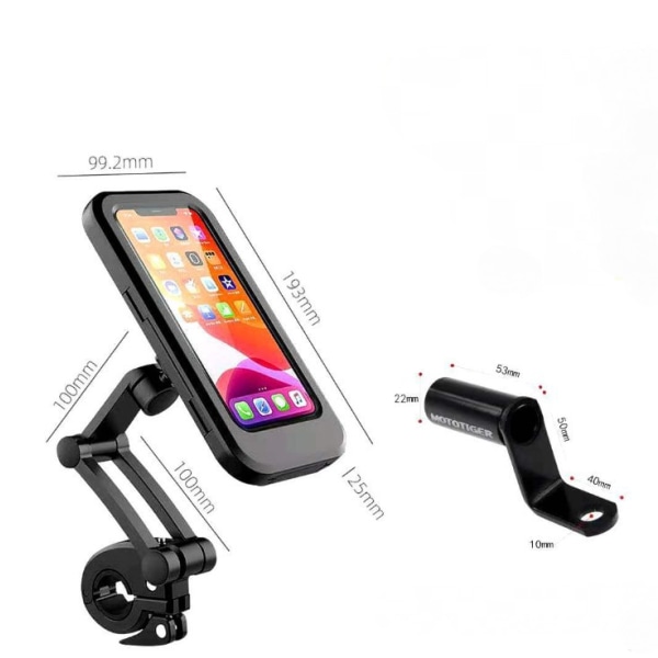 Vattentät justerbar 360° svängbar cykeltelefonhållare för telefoner under 6,8'' - Svart [spegelmodell] (enkelpack)