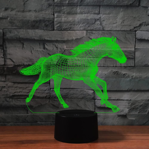 WJ 3D Häst Fjärrkontroll 16 Färg Nattljus Illusion Akryl LED Bordslampa Sänglampa Barn Sovrum Skrivbord Inredning Födelsedagspresenter Leksak för barn