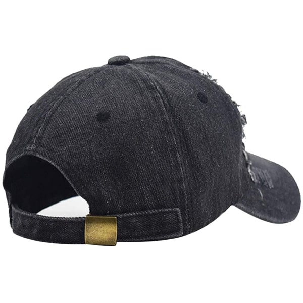 AVEKI Unisex Repaleinen Distressed Denim Baseball Cap Trucker Hat Säädettävä, Sininen