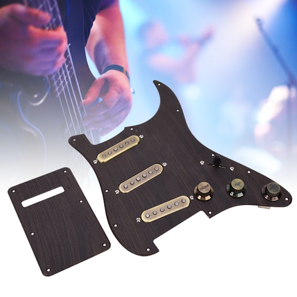 Valmisjohdotettu SSS Humbucker -pickguard -sähkökitaraosien sarja takalevyllä
