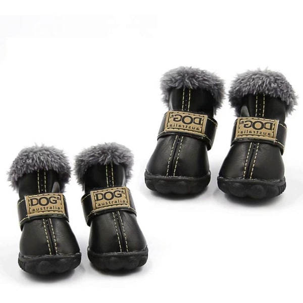 Hunde sko varme støvler vinter vandtæt skridsikker læder hvalp pote beskyttere booties til sne/is fortov