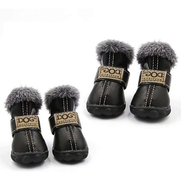 Koirakengät lämpimät saappaat talvi vedenpitävät liukueste nahka pentu tassu suojat Booties lumelle/jääpäällysteelle
