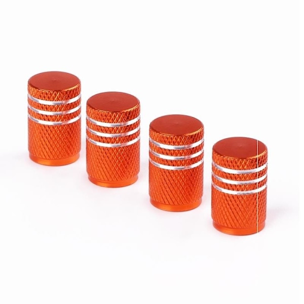 Farve aluminiumlegering ventilhætter, lækagesikre bildæk ventilhætter, store sekskant skruer, ventilhætter (runde orange (4 stk.))