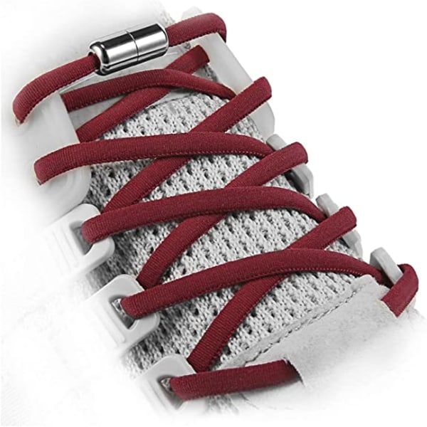 Elastiska skosnören för vuxna, barn och äldre, med två par elastiska skosnören（Burgogne）