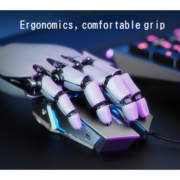 pw2 mekanisk gaming mus kablet dataspillmus lysende makro programmering USB mus hjemmekontor svart