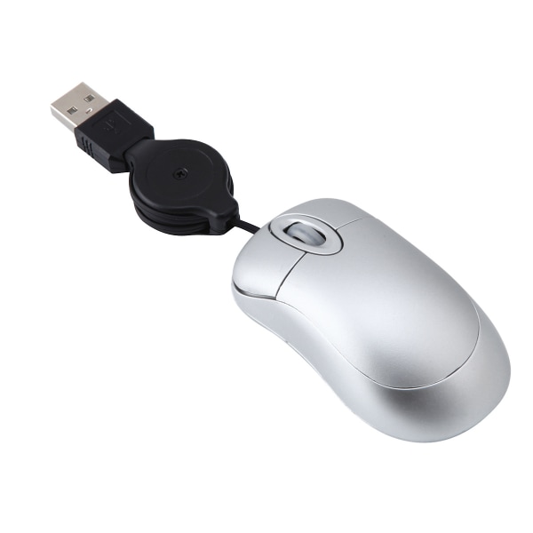 Retractible Cord Mini Mouse Office Home Mouse til bærbar eller stationær computer, USB-computermus med ledning med optisk sensor og 1200 DPI - Komfortabel kablet mus